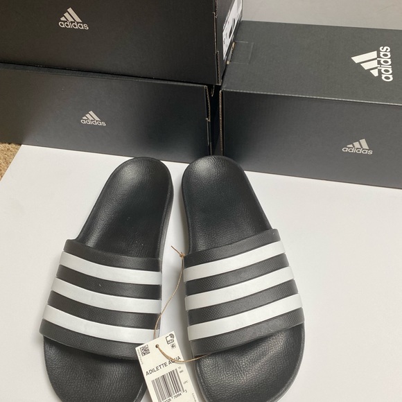 NWT Adidas Adilette Aqua White Slides - Picture 7 of 10